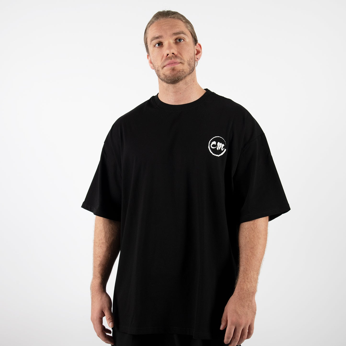 Classic Oversize T-Shirt chairman Neck in schwarz