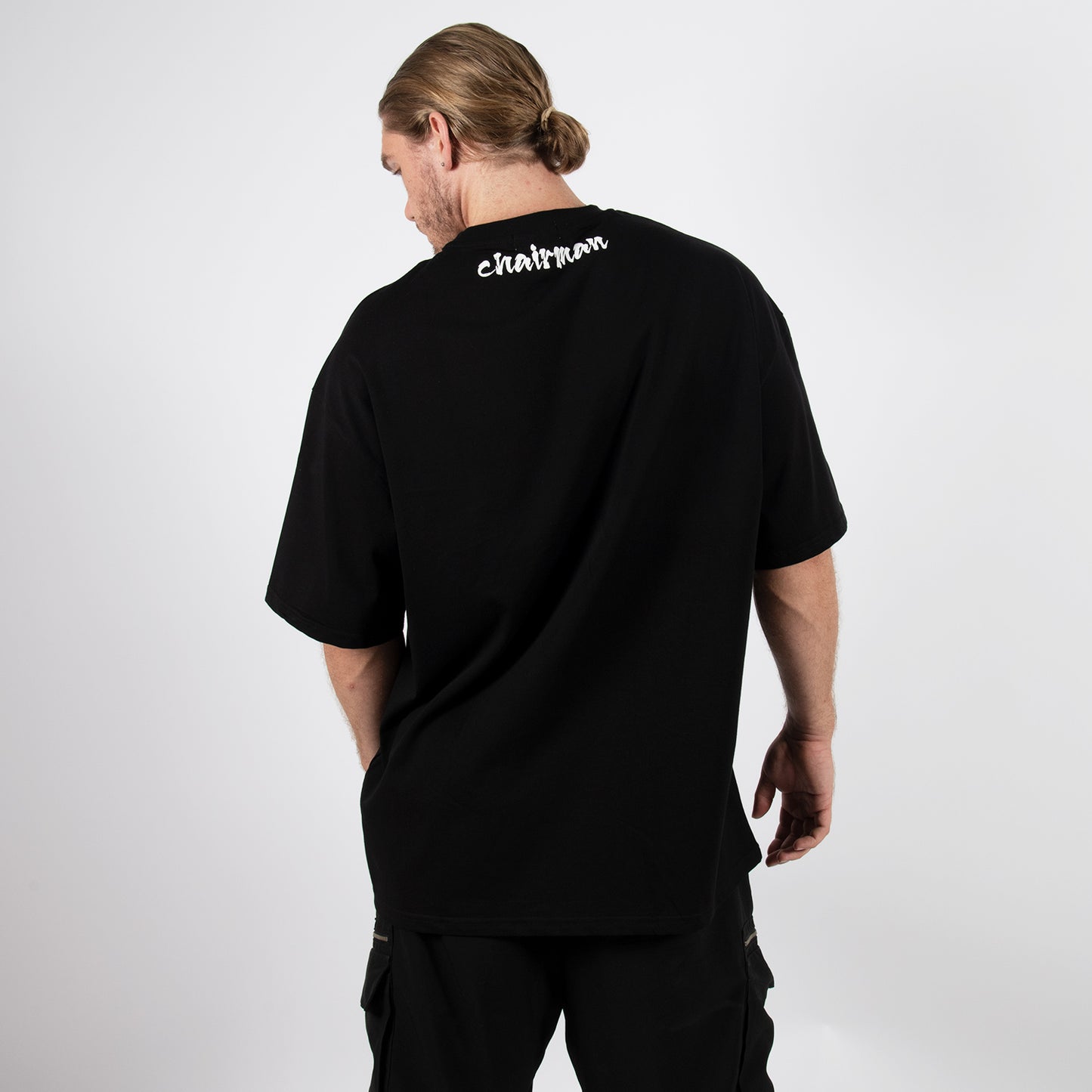 Classic Oversize T-Shirt chairman Neck in schwarz