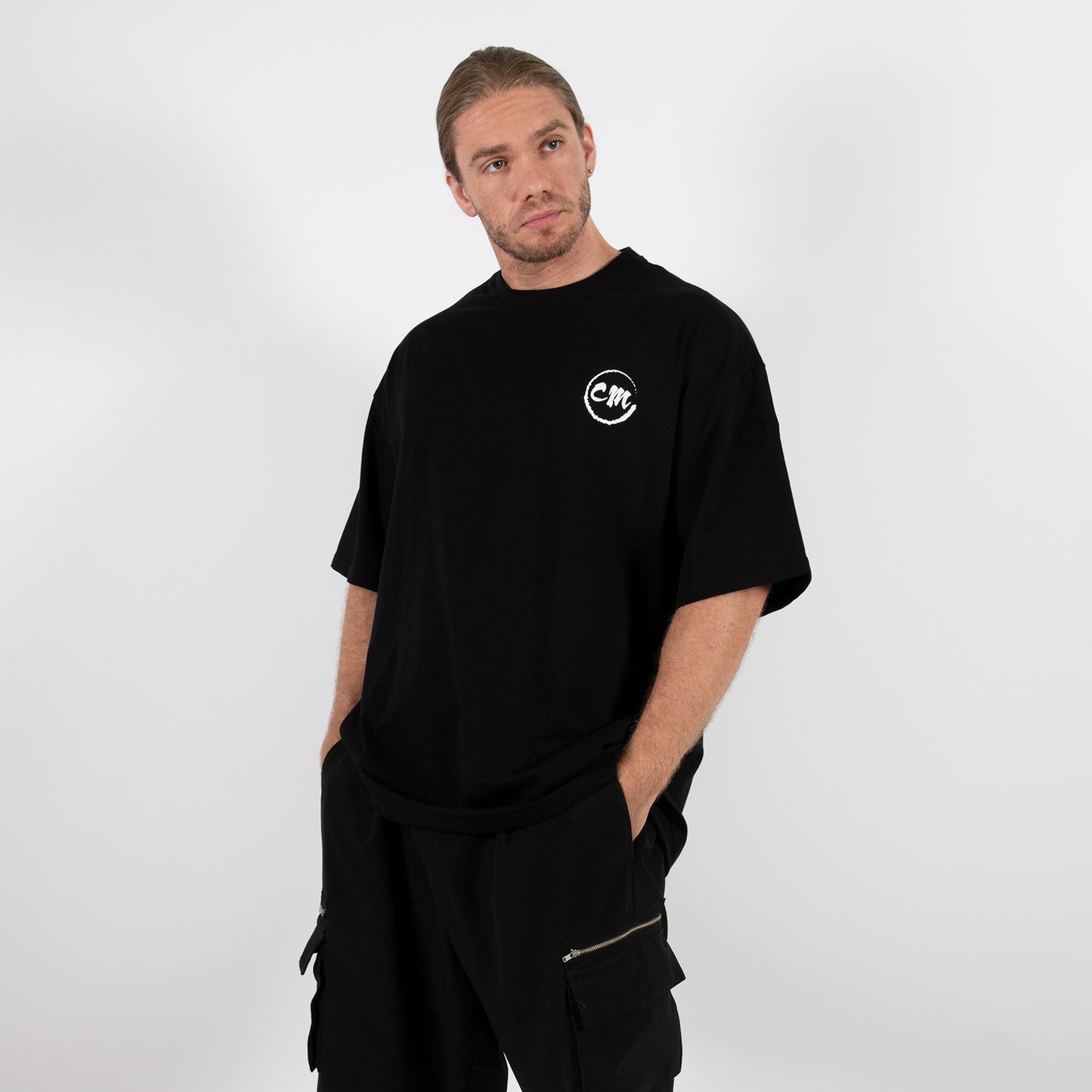 Classic Oversize T-Shirt chairman Neck in schwarz